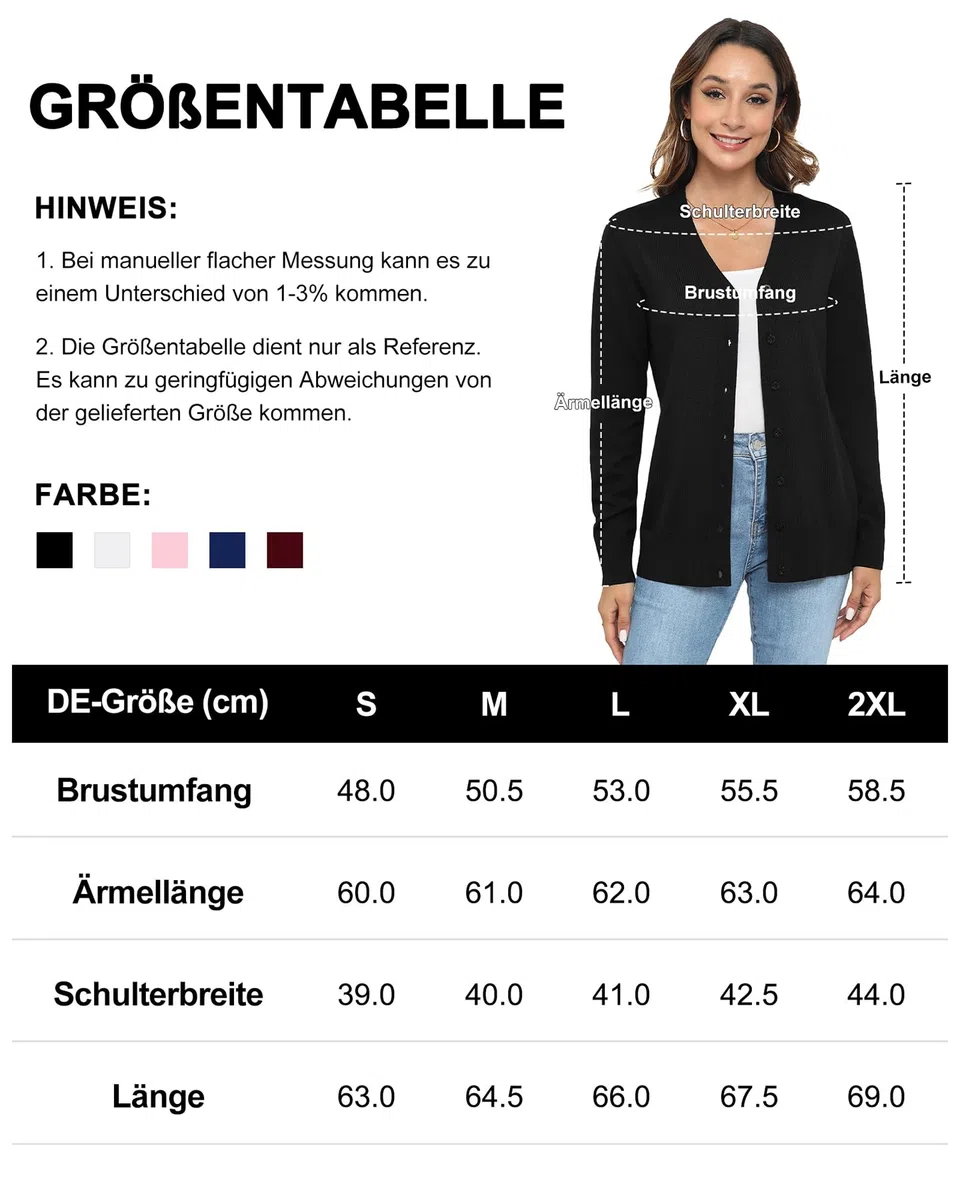 BEIGAI Cardigan leggero da donna a maniche lunghe con scollo a V Vintage Classico Cardigan con bottone