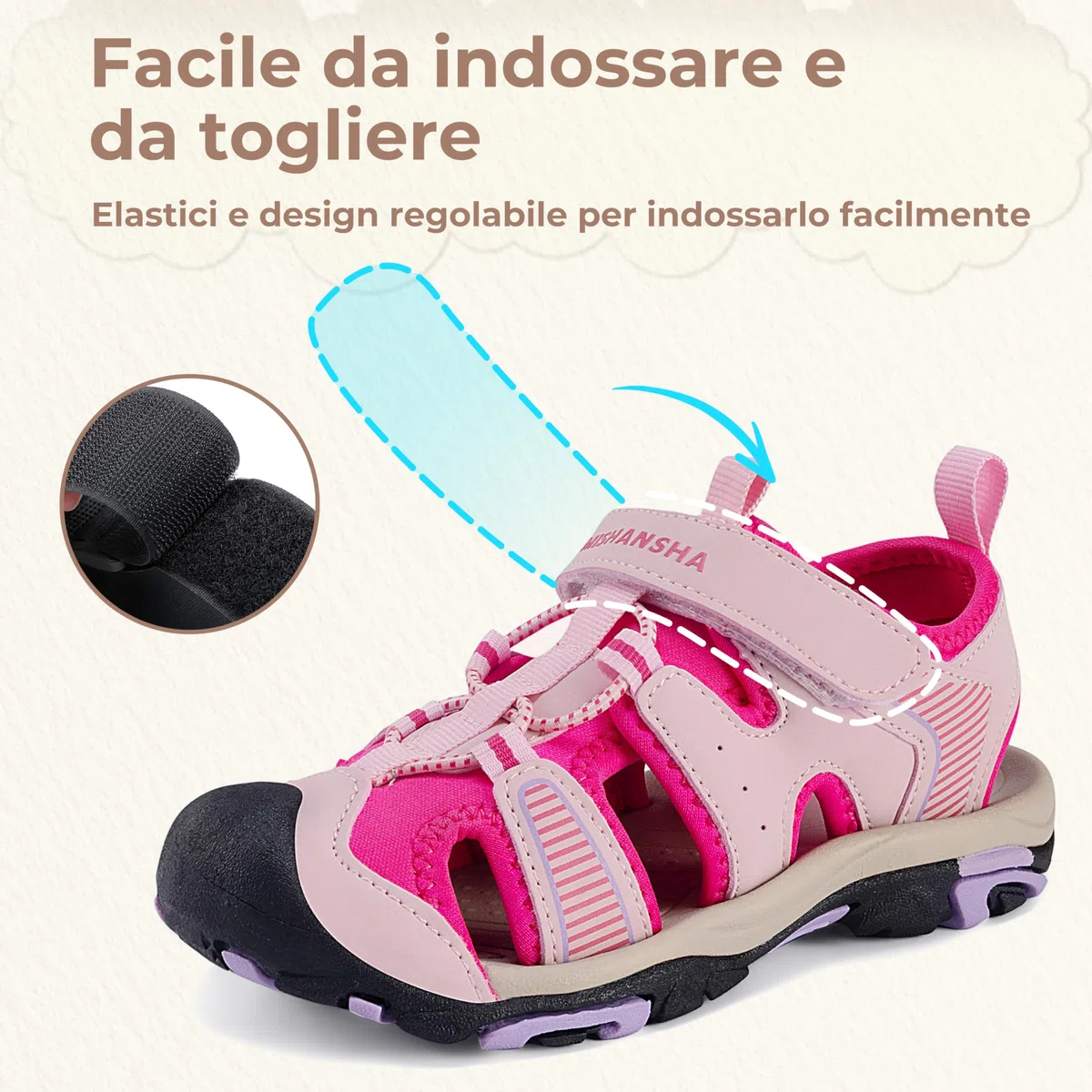 Mishansha Sandali Bambino Bambini Punta Chiusa Sandalo Sportivi Traspirante Antiscivolo Estivi Gr.24-38