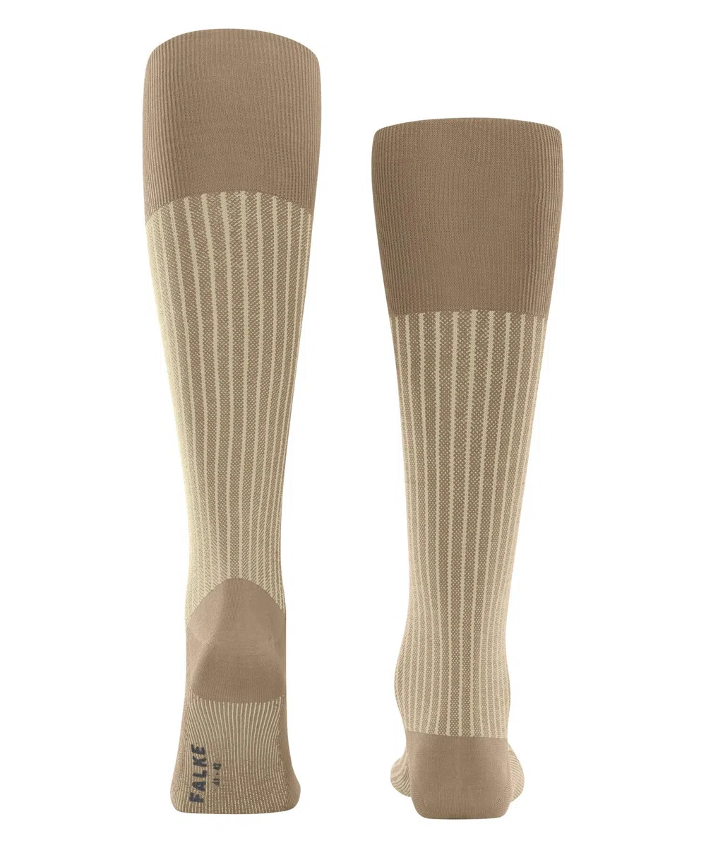 FALKE uomo Oxford Stripe calzini lunghi traspiranti cotone sottili rinforzati morbidi cuciture piatte alla punta motivo fantasia a righe per look casual eleganti lavoro 1 paio