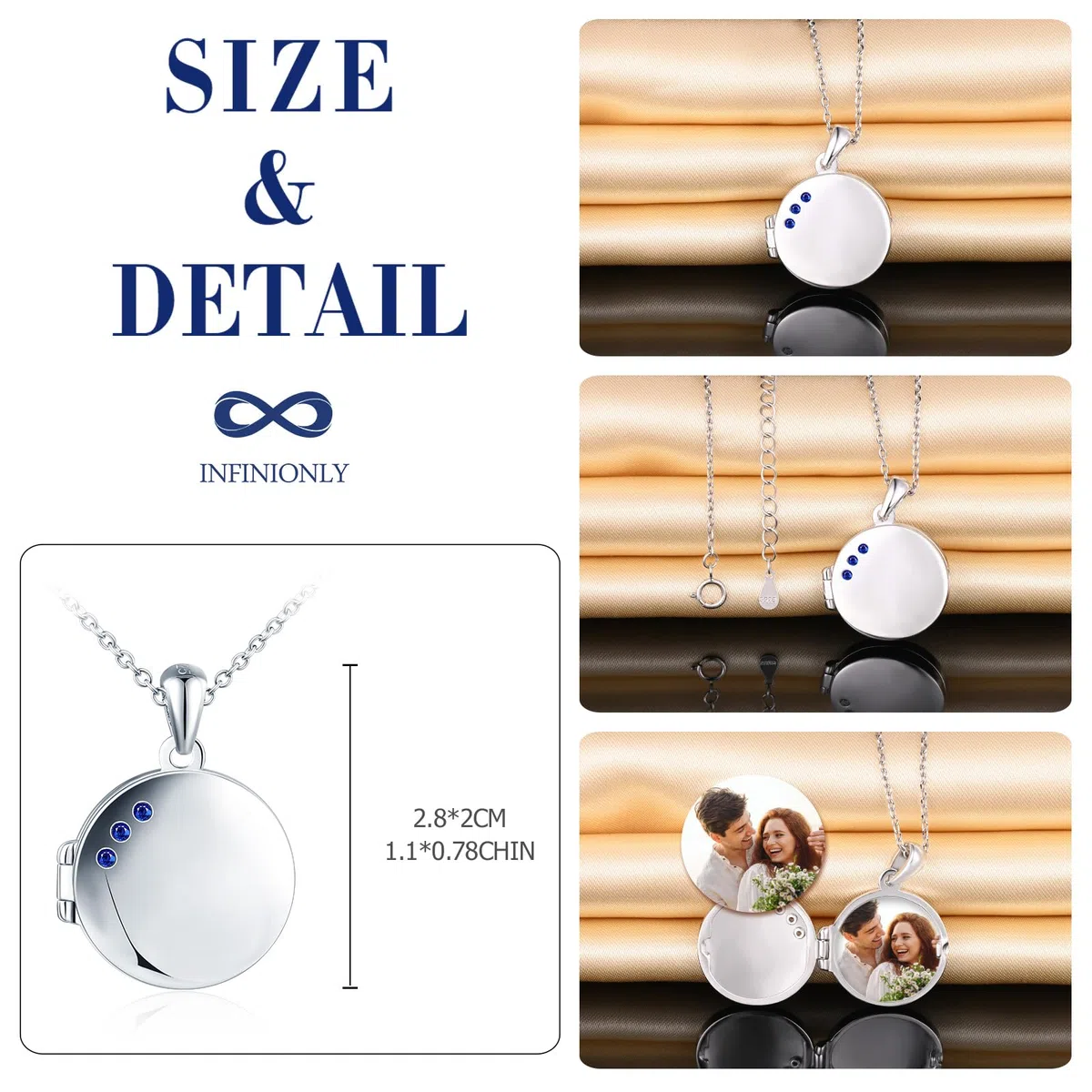 Collane ciondolo con foto in argento 925 da donna ragazze Collana Medaglioni con zirconi Ciondoli rotondi apribili creativa gioielli di moda