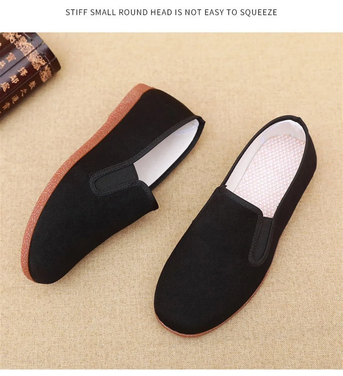 Scarpe Casual in Tessuto Nero Old Beijing, Scarpe Tradizionali Cinesi for Arti Marziali, Scarpe da Uomo Kung Fu Wing Chun
