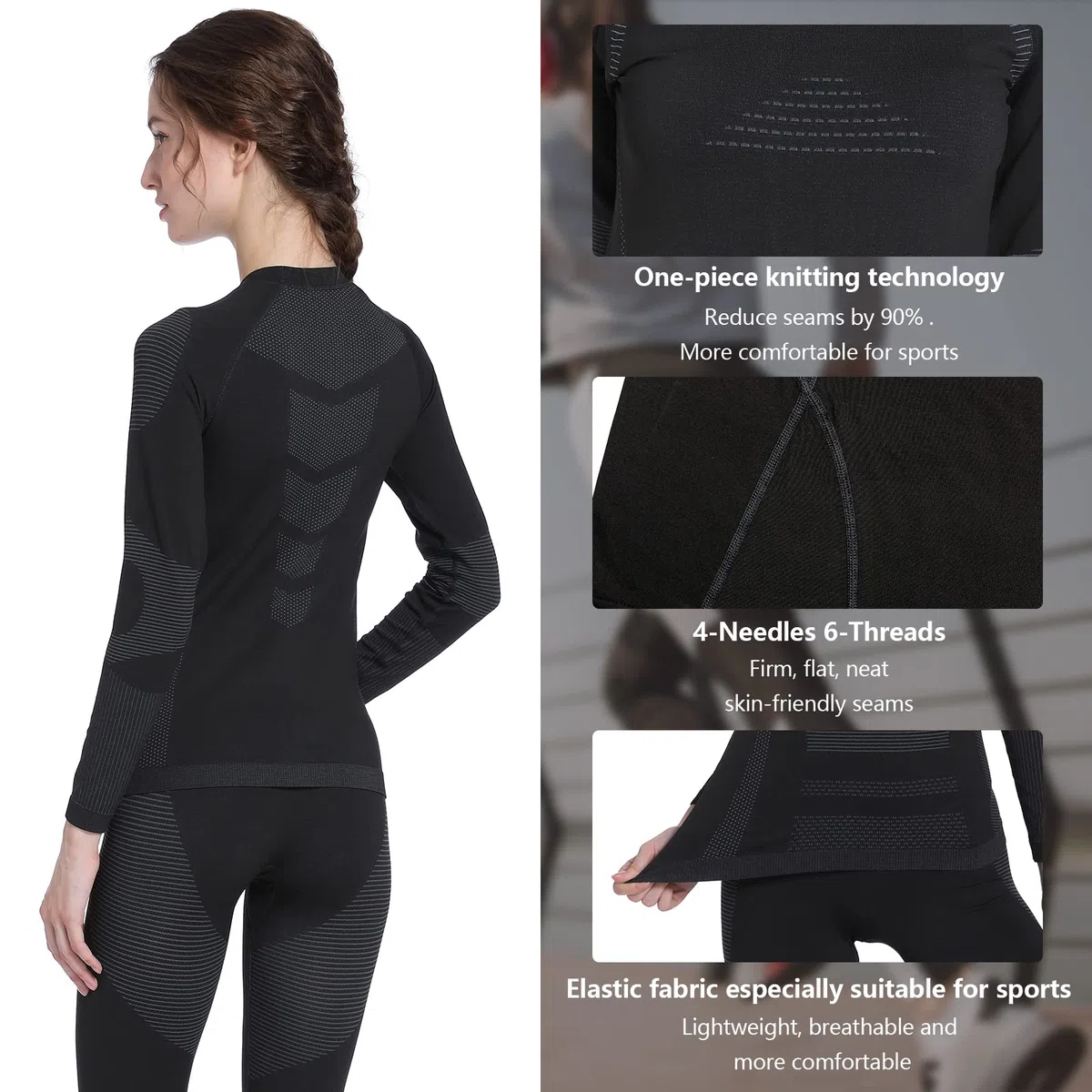 Homord Intimo Termico Donna Maglia Termica Donna + Pantalone Base Layer Riscaldante Traspirante ad Asciugatura Rapida Tuta Termica Termici Base per Ciclismo Trekking Skiing Yoga