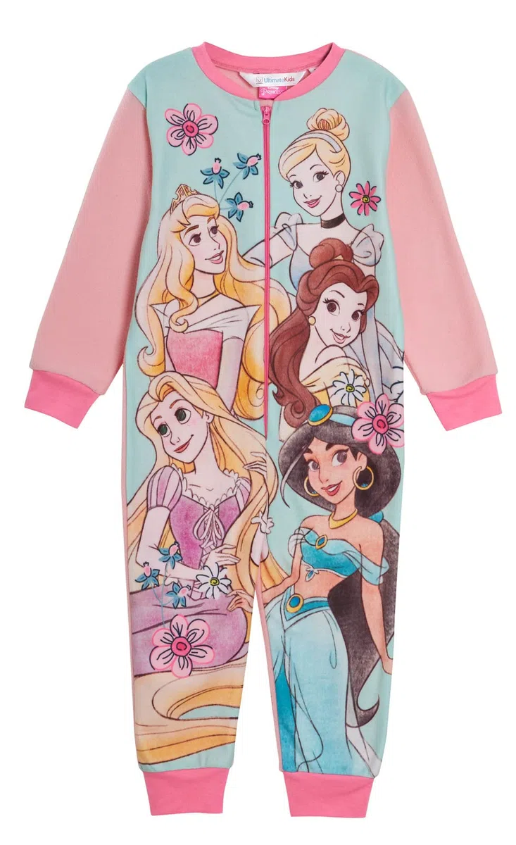 Disney Princess Tutina Blu per Ragazze delle | Abbigliamento da casa in Pile Tutto in Uno | Cenerentola Biancaneve Gelsomino Sirenetta Tiana | Pigiama per Bambini | Merce Regalo Accogliente