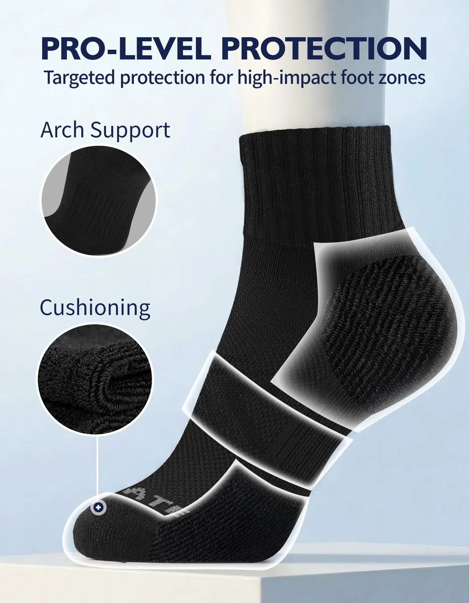 CLOSEMATE 6 Paia Calze Corte Uomo di Cotone Calzini Sportivi in Spugna per Corsa Quarter Running Socks