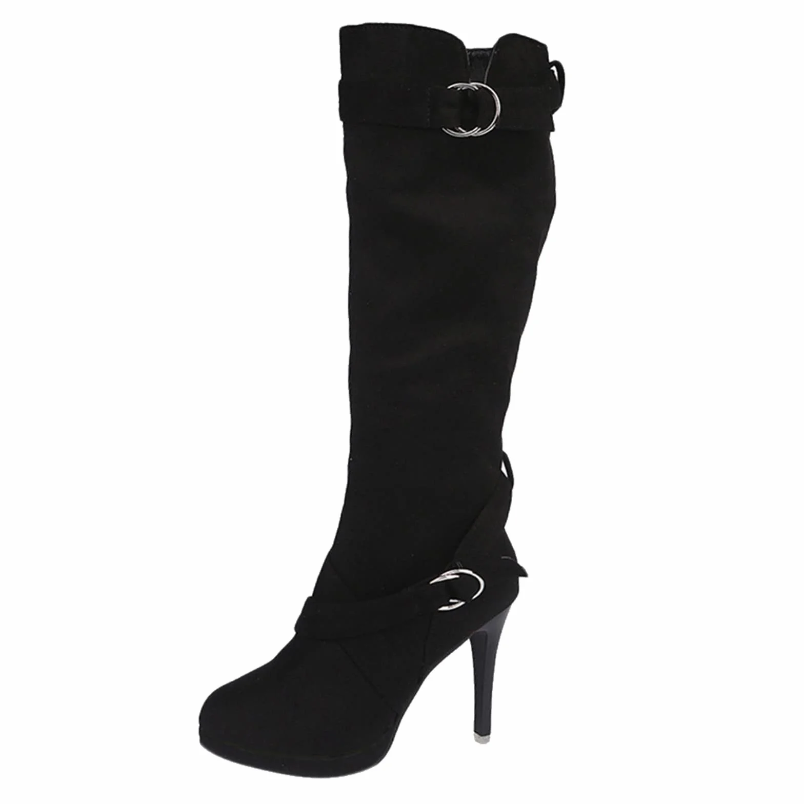Generisch Stivali da donna con tacco alto, con cerniera laterale, stivali lunghi con tacco alto, alla moda, da donna, stivali invernali da donna eleganti