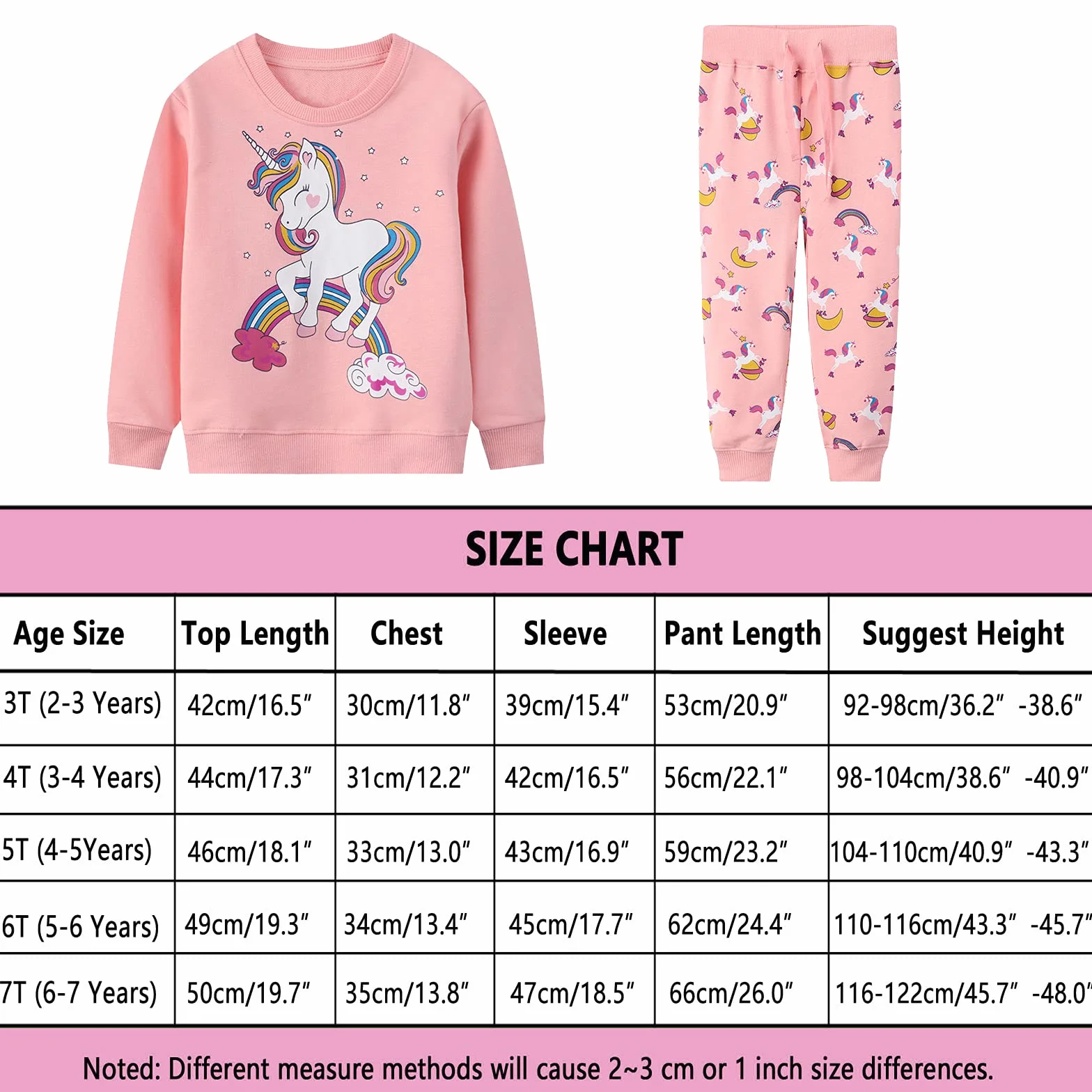 Tuta Sportiva Ragazza Cotone Bimbini Unicorno Abbigliamento Sportivo Manica Lunga Maglieria Abiti Set Felpa Pantaloni Sweatshirt Jogging Suit Modello Animale Ragazze Bimbina 2 3 4 5 6 7 Anni