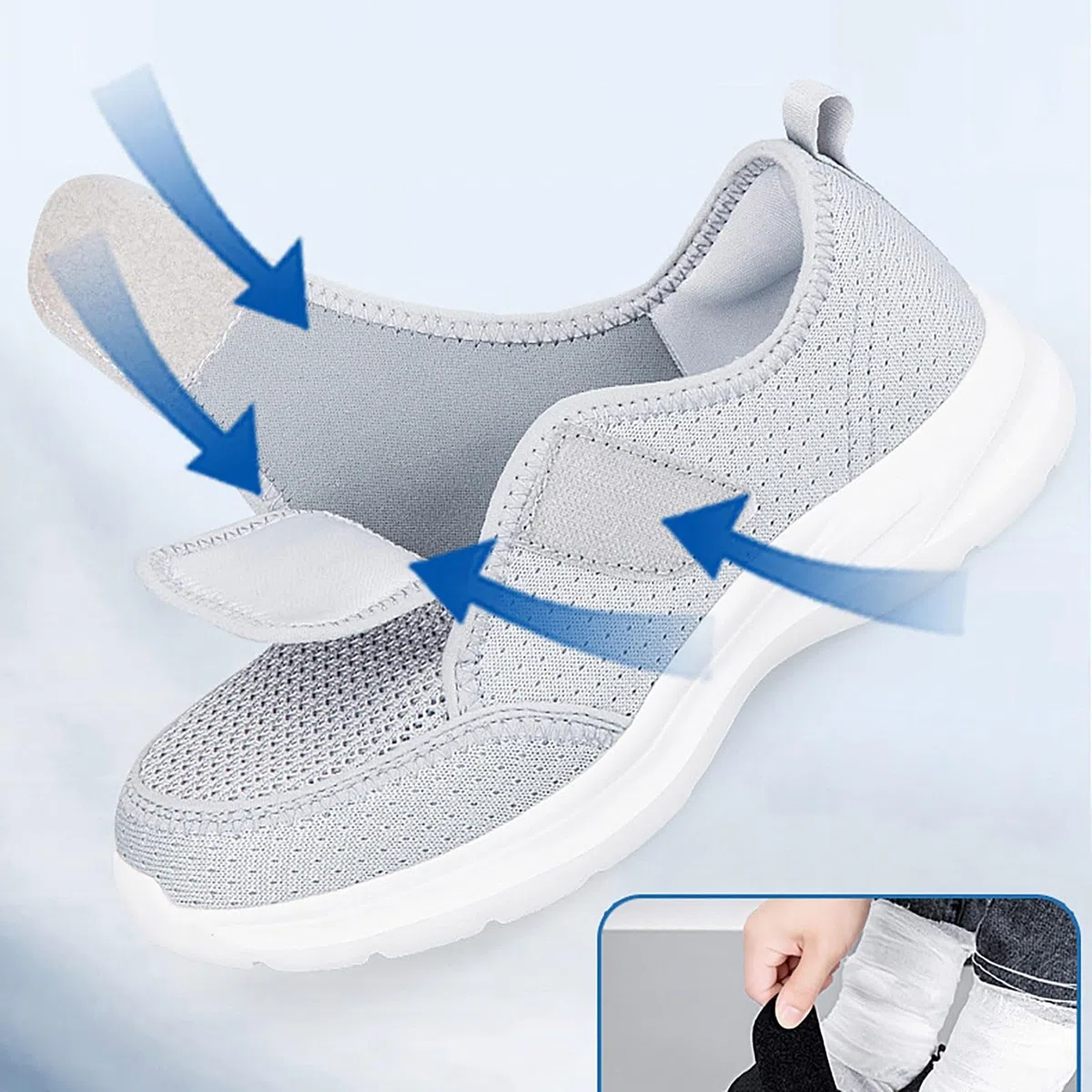 Scarpe Ortopediche Donna Pianta Larga Sneakers in Rete Diabetici con Supporto per Arco Scarpe Punta Chiusa con Chiusura Camminare Traspirante Sneakers da Fitness Casual con Adjustable Strappo Leggero