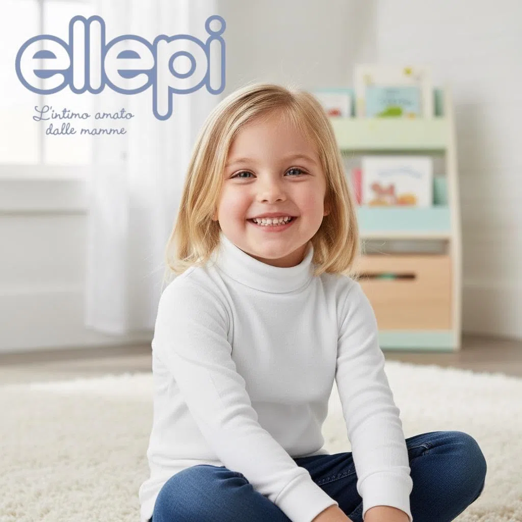 Ellepi Set 3 Maglie Lupetto Bambino Bambina Manica Lunga 100% Caldo Cotone