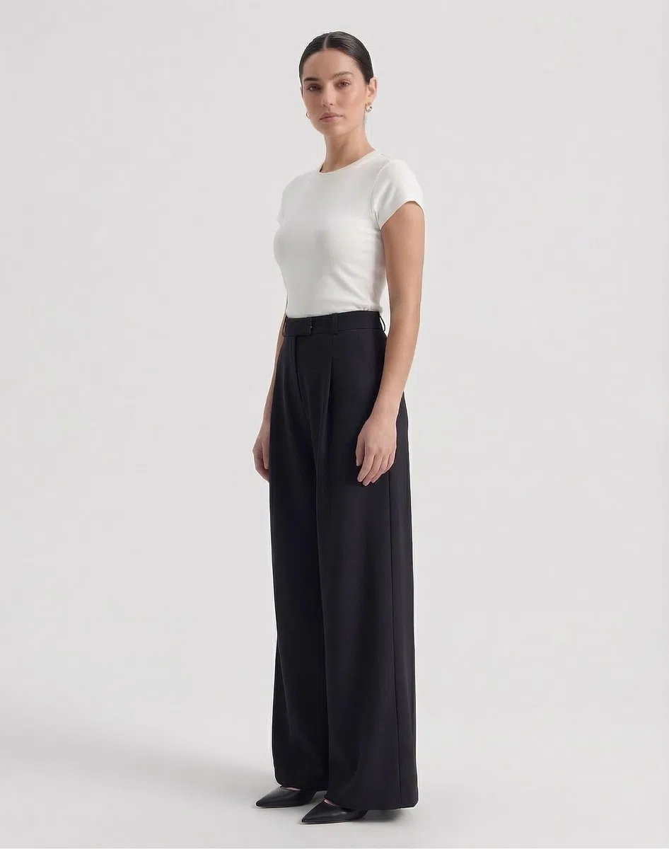 Pantaloni Donna Eleganti Vita Alta con Elastico in Vita Gamba Larga Palazzo con Tasche Pantaloni Lunghi Casual