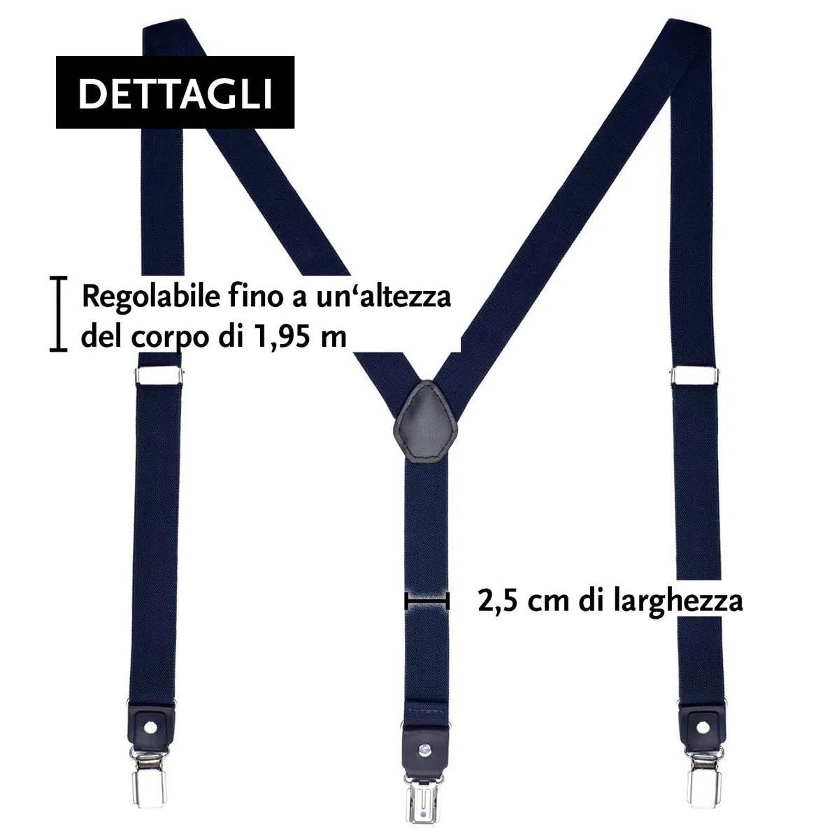 DonDon Set di bretelle eleganti e papillon per uomo e donna, forma a Y, larghezza 2,5 cm, fatto a mano - Accessorio elegante per matrimonio, festa, smoking