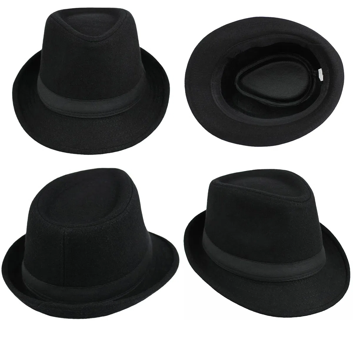 INOGIH Cappello Fedora in Feltro Classico Cappello a Tesa Corta Jazz Trilby Panama per Uomo Donna