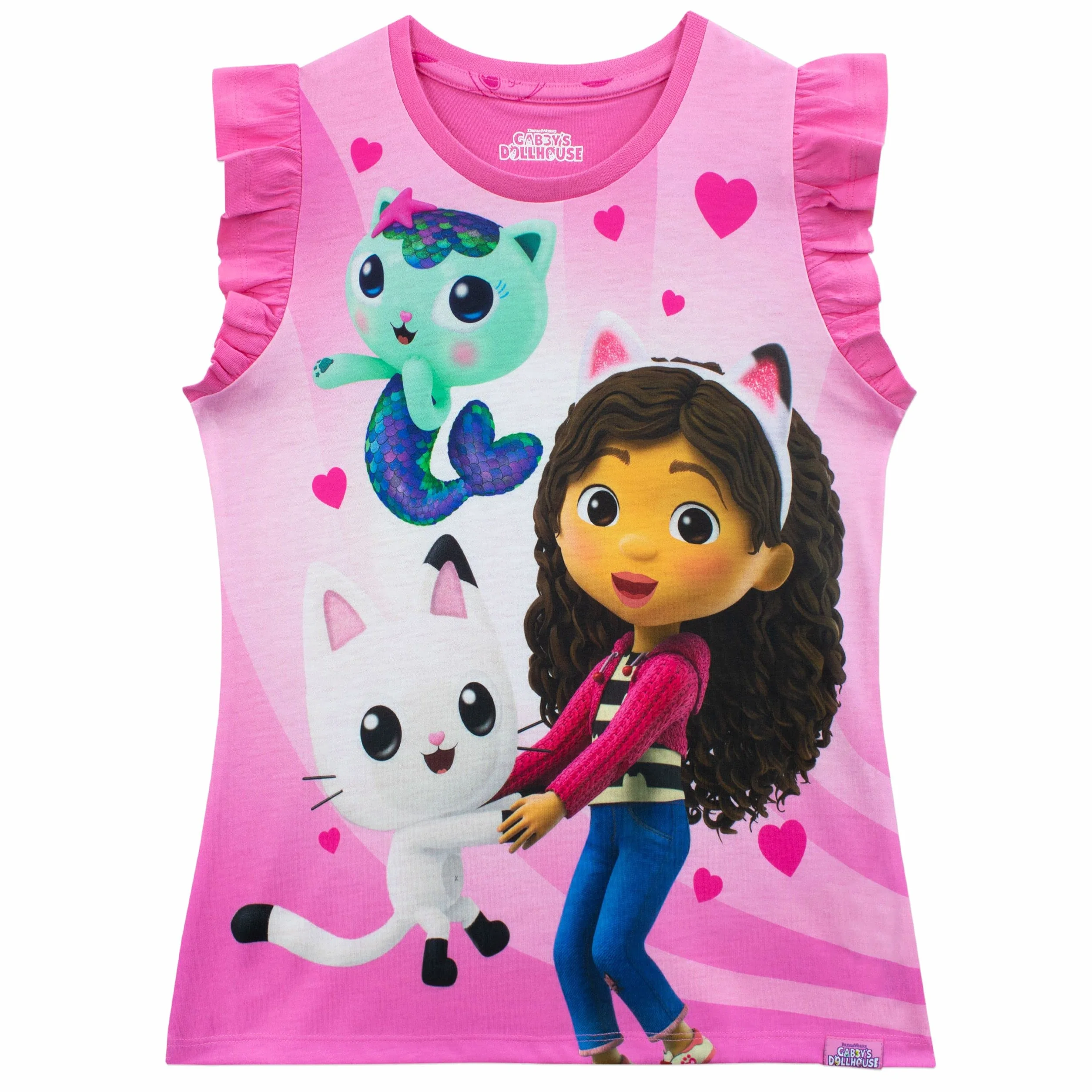 DreamWorks Pigiama Corto per Ragazze Gabby's Dollhouse Volant sulle Spalle Set Pigiama per Bambini La casa delle Bambole di Gabby