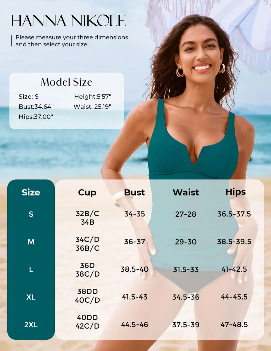 Hanna Nikole Tankini Top da donna, costume da bagno con ferretto
