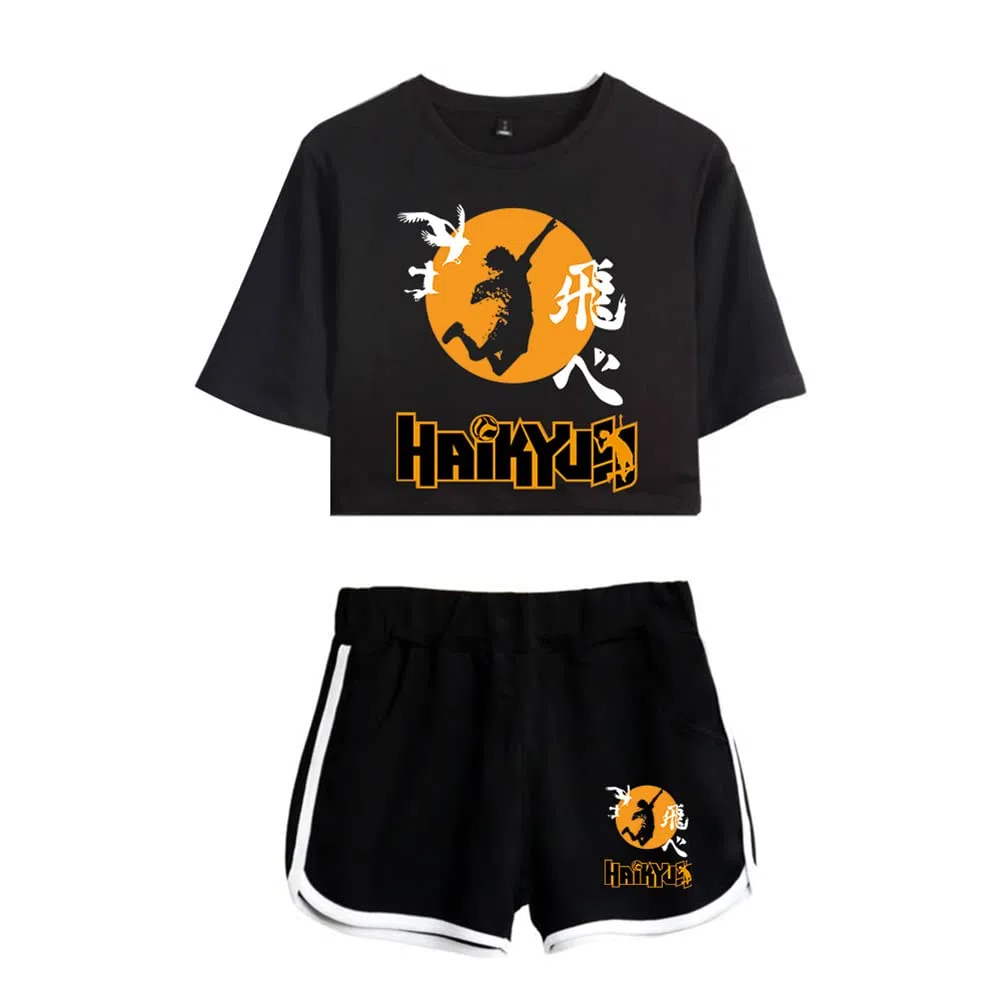 LKY STAR Haikyuu!! Japanese Anime Costume T-Shirt Shorts Abiti 2 Pezzi Set per di Maglietta e Pantaloncini Corta Sportwear