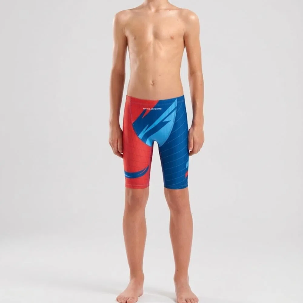 MY KILOMETRE Jammer Costume da Bagno per Bambini e Ragazzi – Cloro‑Resistente, con Coulisse, Asciugatura Rapida per Allenamento e Gare in Piscina
