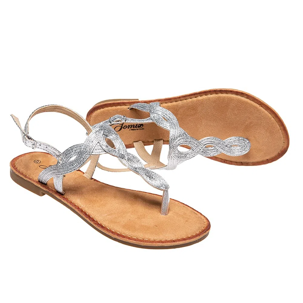 JOMIX Sandali Donna Estivi Infradito Eleganti Bassi Fascia Intrecciata con Cinturino Regolabile Scarpe Aperte per Cerimonia Vacanze Giorno e Sera