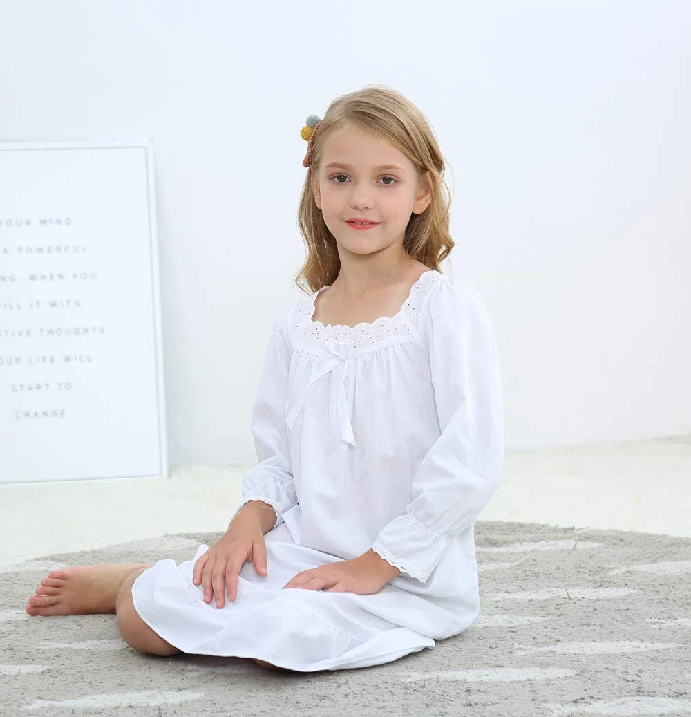 Ragazze Camicia da Notte 100% Cotton da Fata Camicia da Notte - Bianco, Bianco, Age 3-12