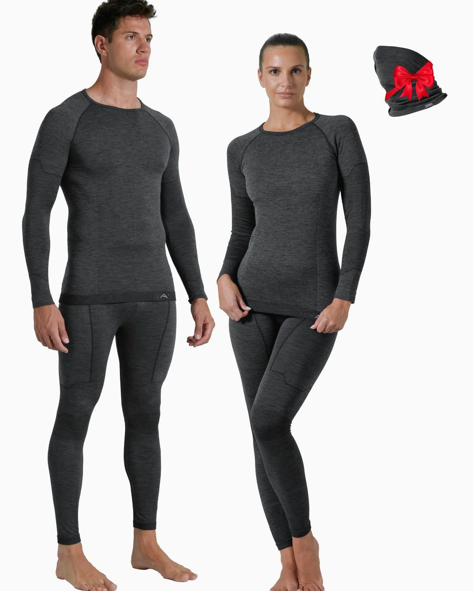 Risalti Tuta Termica Uomo Donna Lana Merino - Completo Maglia Termica e Calzamaglia Unisex in Merino con Scaldacollo Omaggio, Intimo Seamless, Traspirante e Termoregolante Estremo – Made in Italy