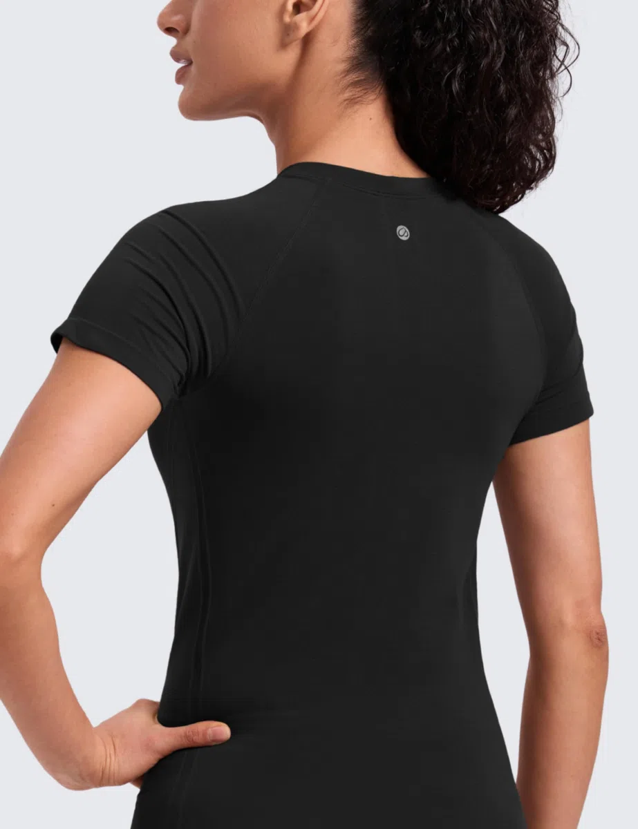 CRZ YOGA Seamless Top da Allenamento da Donna Manica Corta Atletica Tees Traspirante Gym Corsa Yoga