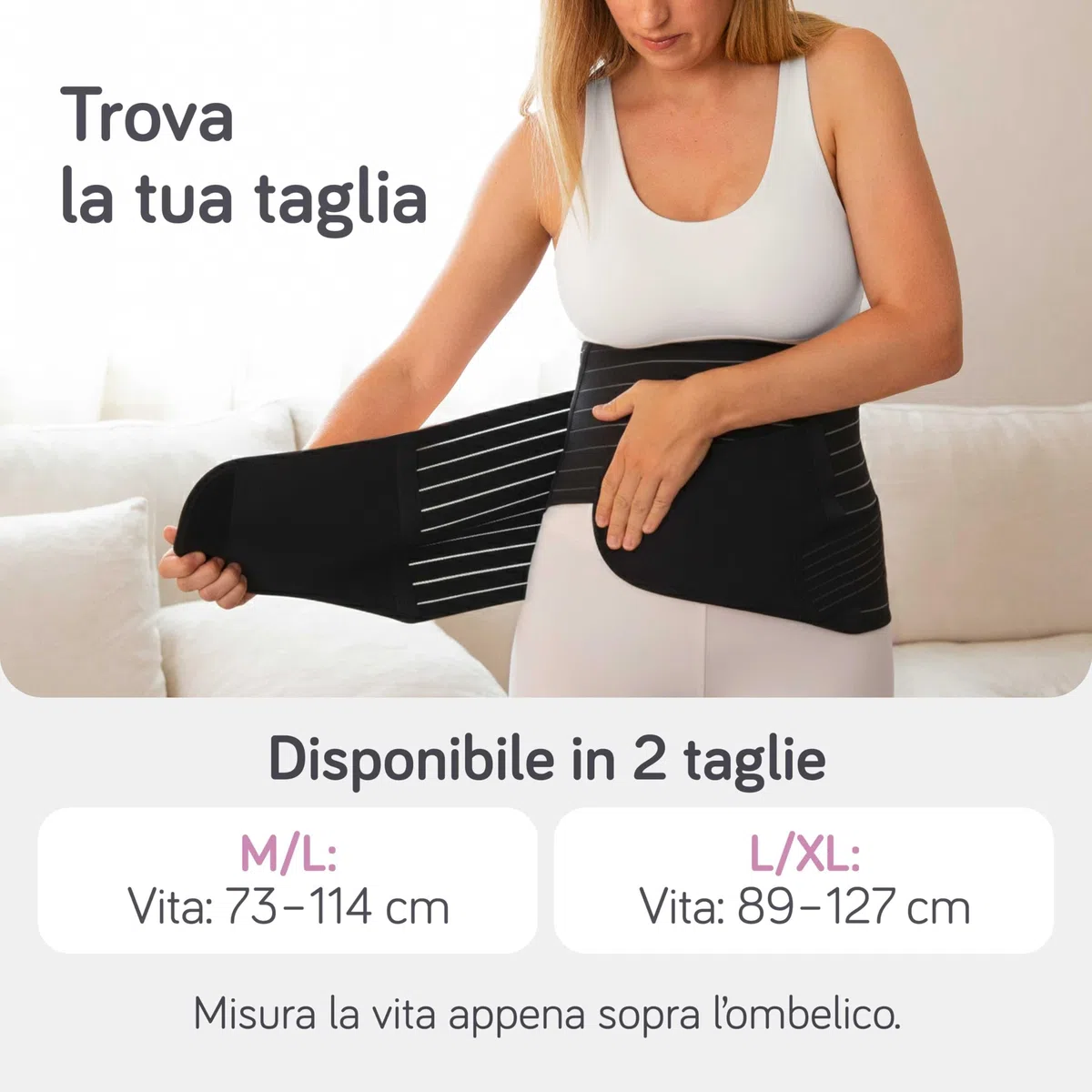 Baby Uma Fascia post parto 3-in-1 - Panciera post parto donna a triplo supporto, Fascia cesareo, Leggera & traspirante, Facile da indossare