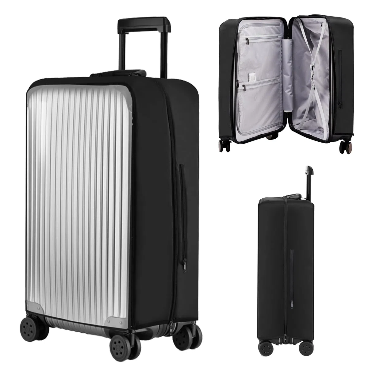 Veki Custodia Protettiva Valigia da Viaggio, Coprivaligia Trasparente, Anti-Polvere Copertura, Copri Valigia Impermeabile, Antigraffio Protettore di Bagagli Luggage Cover (Nero, 28 Pollici)
