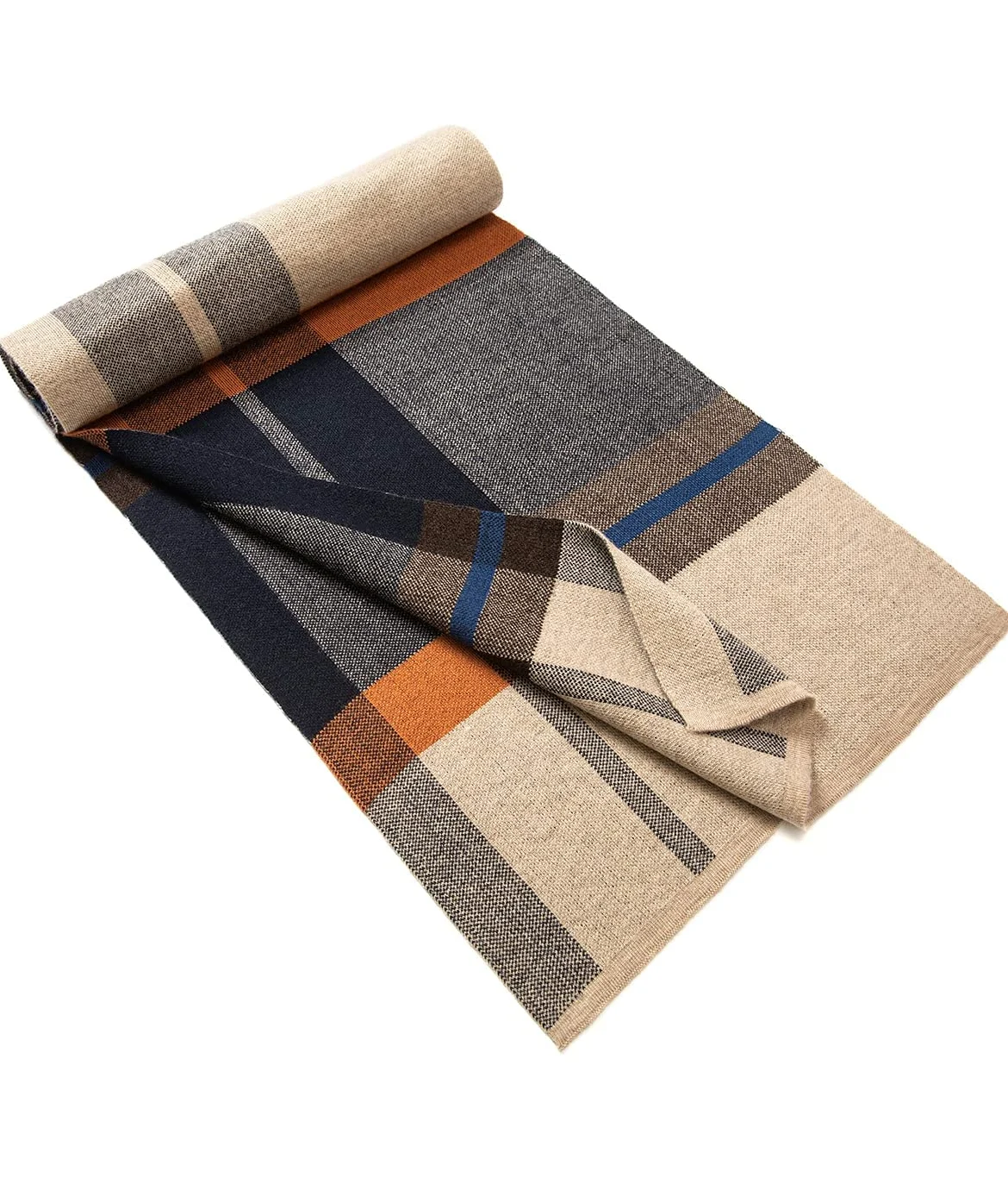 Villand Sciarpa Lavorata a Maglia Scozzese in Lana Merino Australiana per Uomo, Cravatte Calde e Morbide Invernali Scozzesi con Confezione Regalo, 30CM W x 180CM L