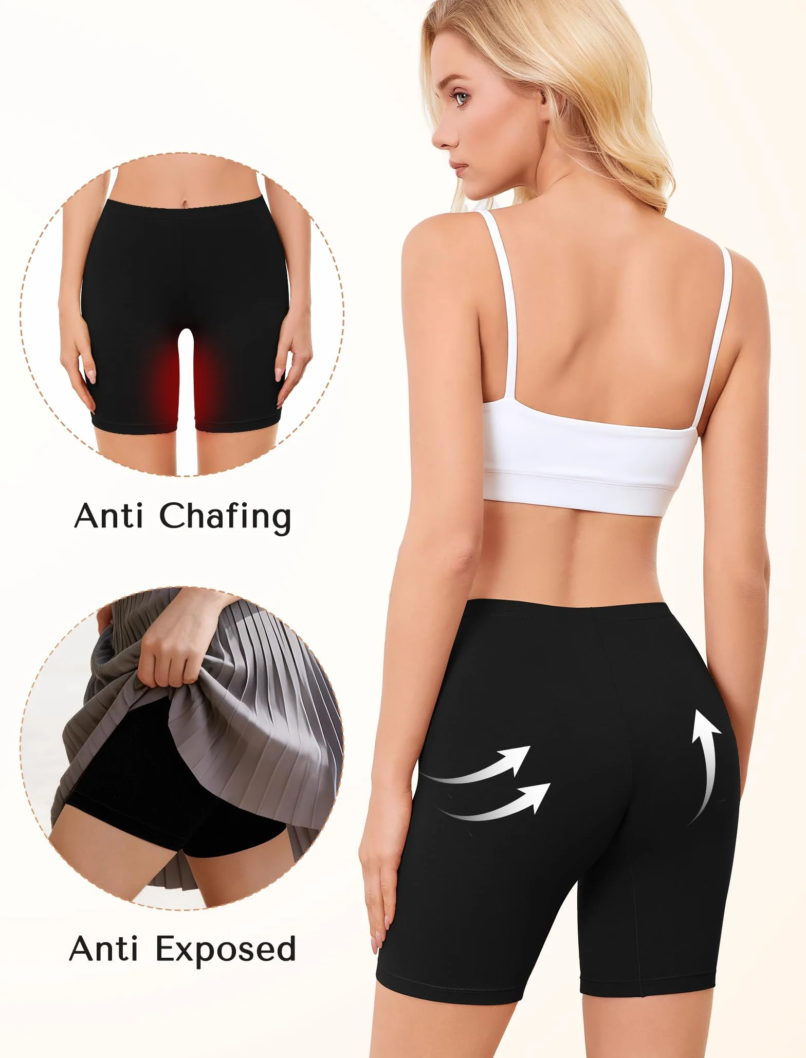 VOENXE Boxer da Donna Cotone Mutande Pantaloncini Sottogonna Donna Culotte Antisfregamento Leggings Corti Culotte Mezza Gamba Cotone Sport Hot Pant Vita Alta Pacco da 4