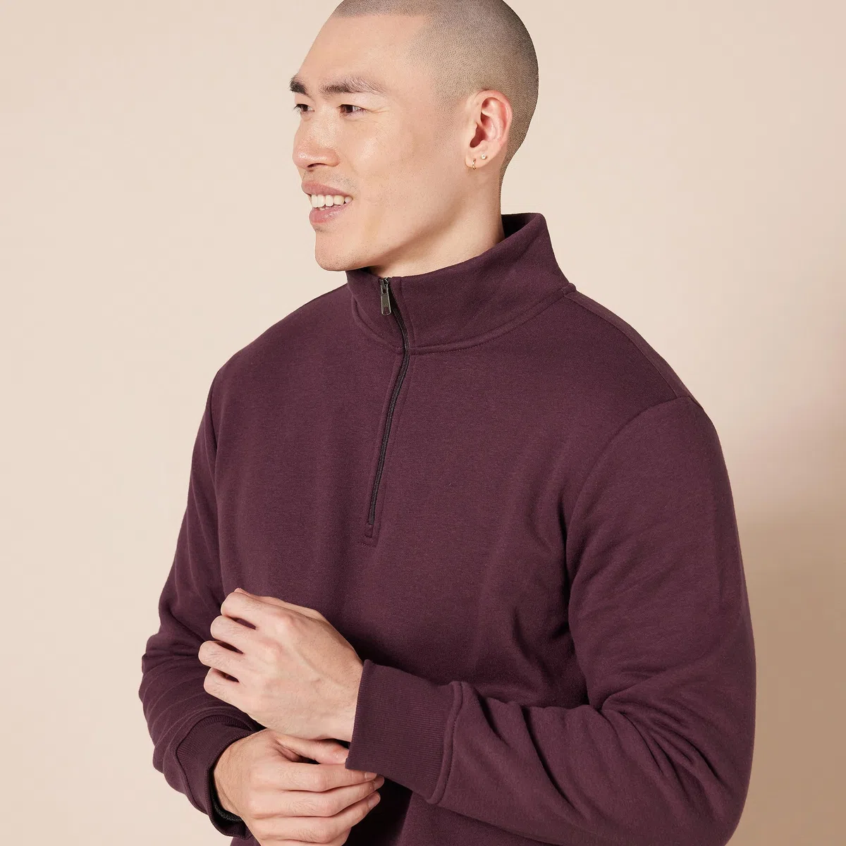 Amazon Essentials Felpa in Pile A Maniche Lunghe con Zip Corta Uomo