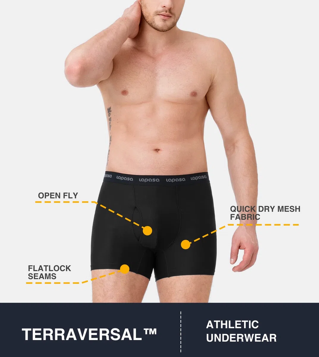 LAPASA Pacco da 2 Boxer Asciugatura Rapida a Vita Alta Uomo M16 - Mutande Sportive Elasticizzate Abbigliamento Intimo Leggeri Traspiranti in Rete Viaggio Nero S