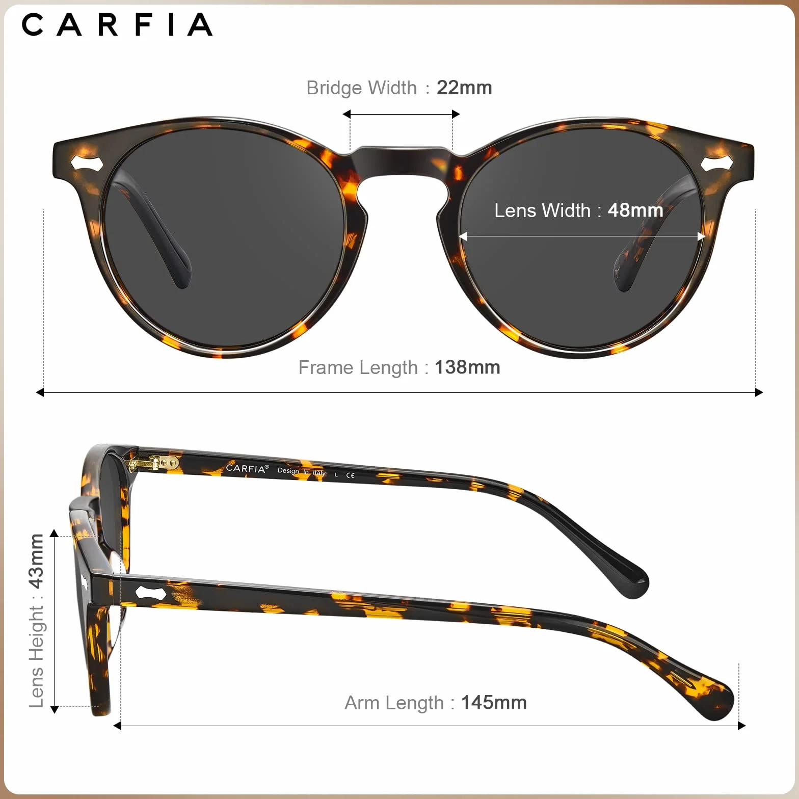 Carfia Retro Rotondi Occhiali da Sole da Donna Polarizzati UV400 Protezione