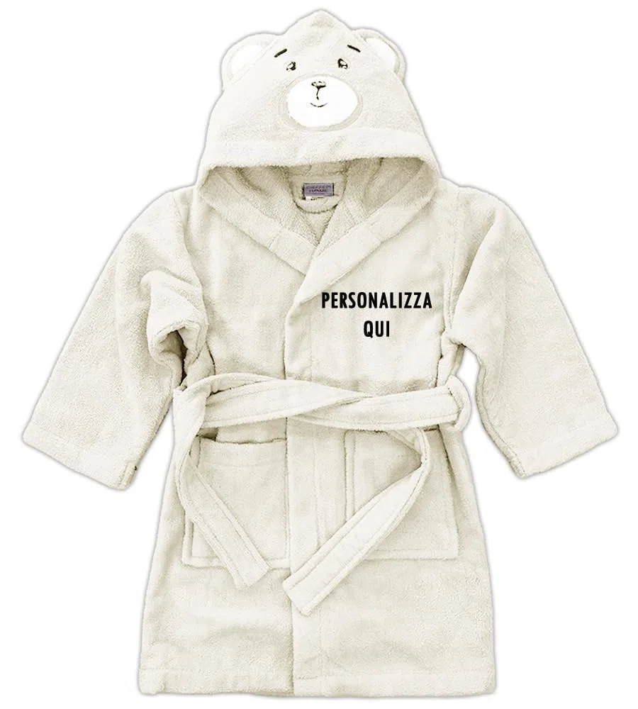 Cieffepi Home Collections TEDDY Accappatoio Bambino Bambina Personalizzabile con cappuccio
