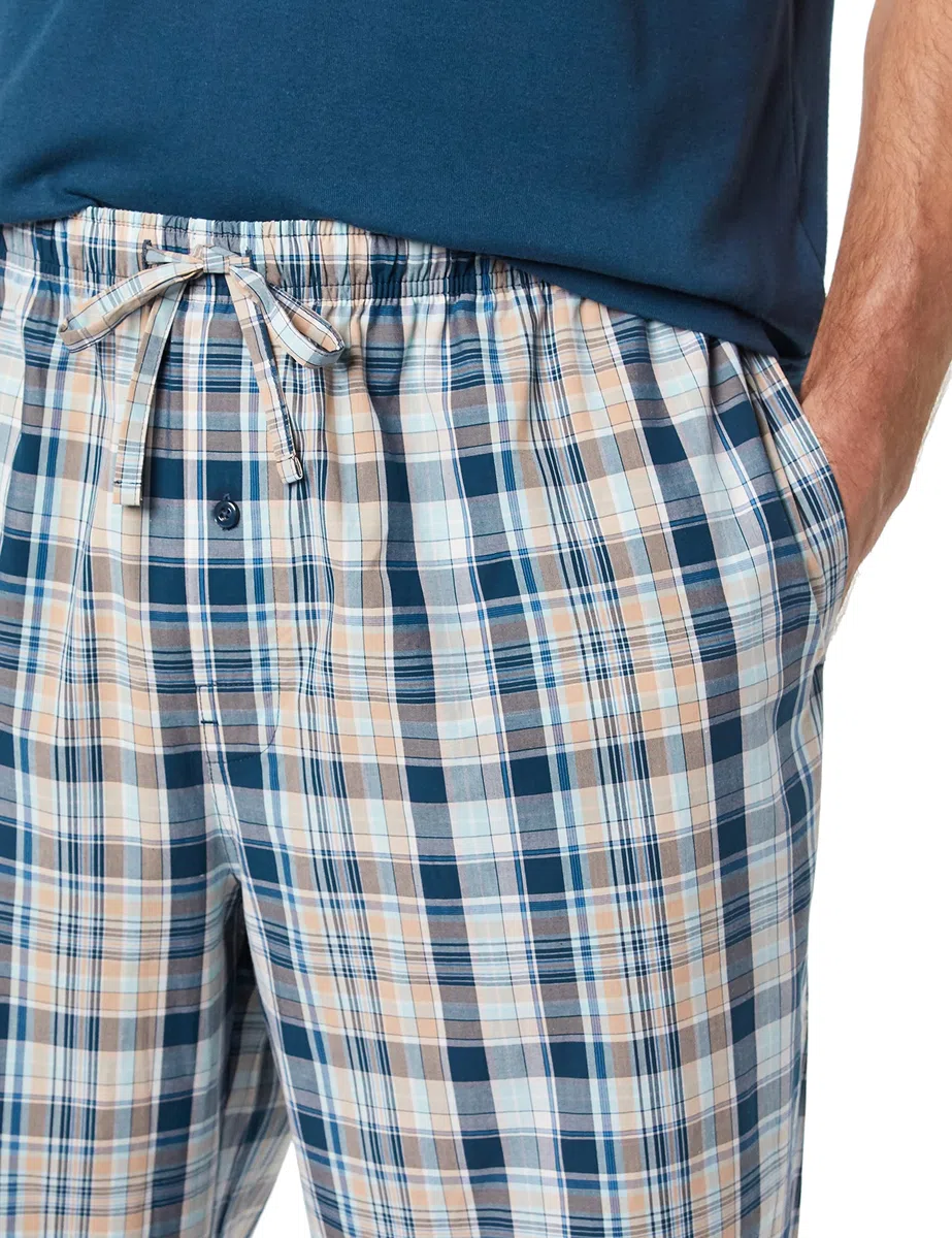 Amazon Essentials Set Pigiama con Pantaloni in Popeline di Cotone Elasticizzato e T-Shirt in Jersey di Cotone Uomo