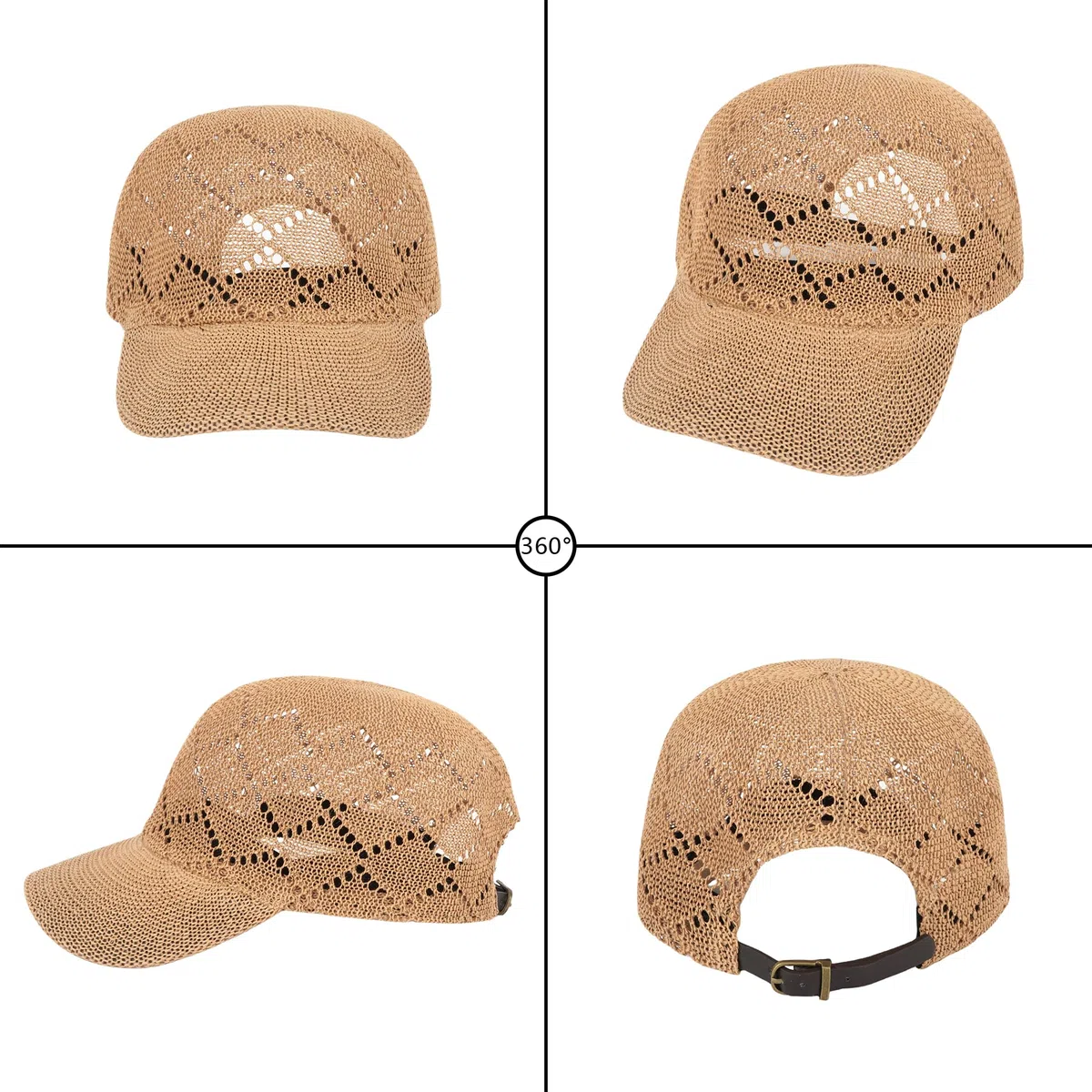 Cappello da baseball unisex in paglia, con visiera parasole per esterni, da viaggio, regolabile, cappello da camionista
