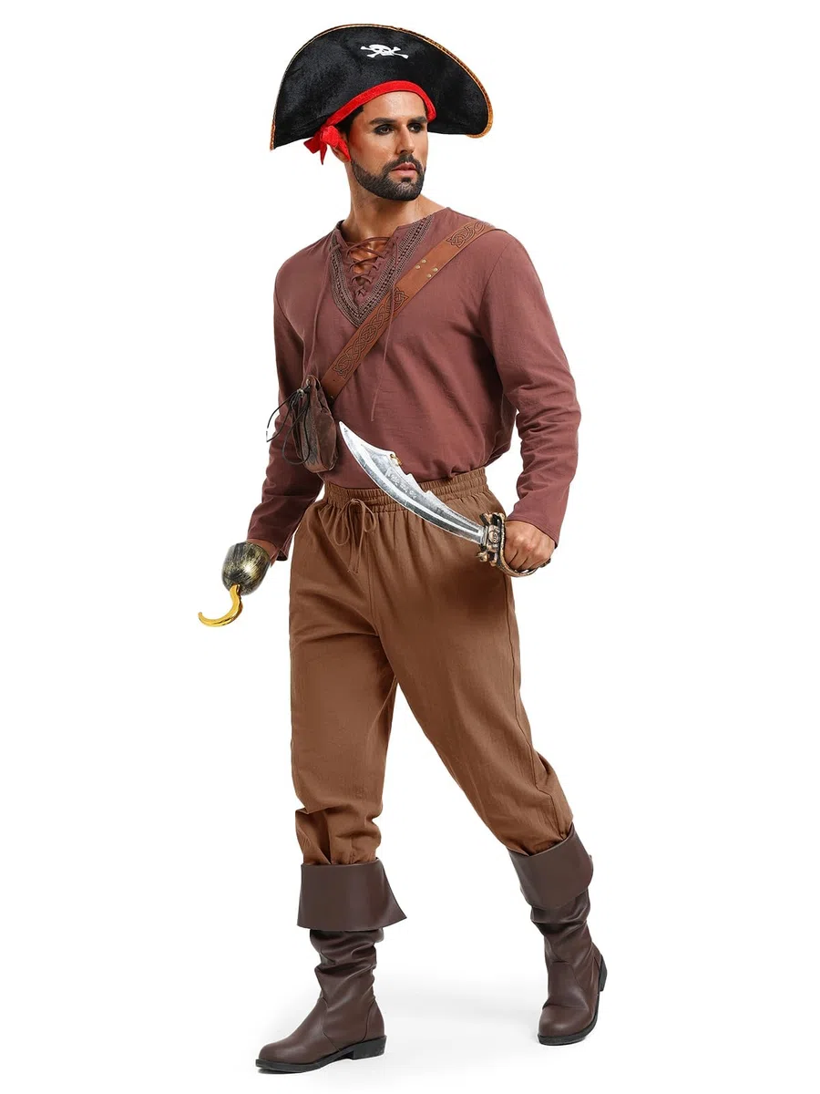 Runcati Pantaloni medievali da uomo vichinghi, rinascimentali, da pirata, per cosplay, costume steampunk, in lino, tinta unita, da spiaggia, per il tempo libero, leggeri e vintage