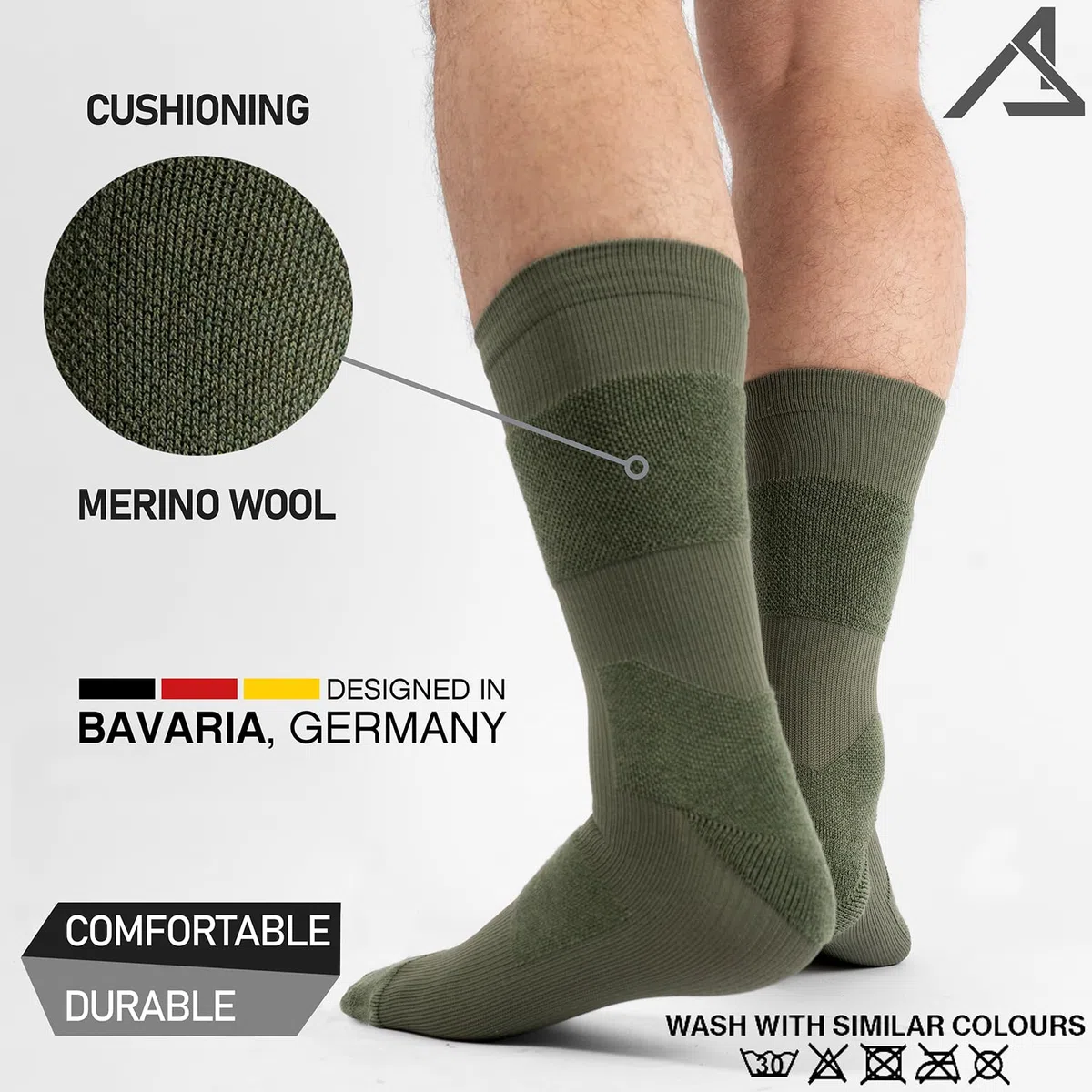 ACE Schakal Calze funzionali - 3 paia di calze da trekking con lana merino e imbottitura anti-bolle - calze da trekking per l'escursionismo