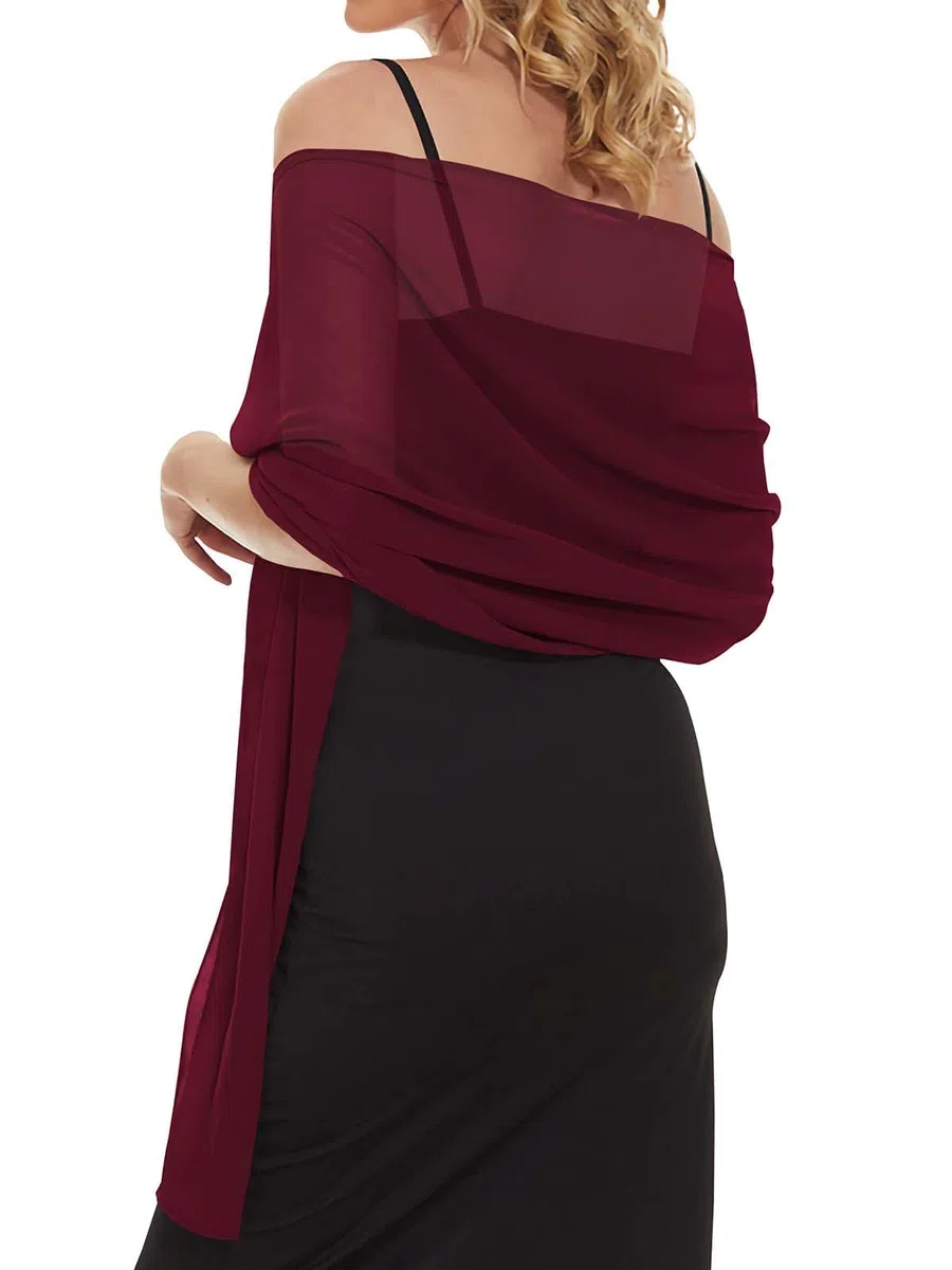 Sciarpa da donna in chiffon, scialli e impacchi per abito da sera elegante per matrimonio