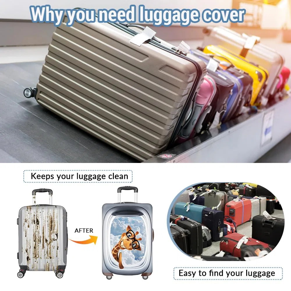 Elastica Proteggi Valigia Suitcase Luggage Cover, DOTBUY 3D Viaggio Proteggi Bagagli Coprire Coperchio di Protezione Antipolvere Lavabile Copertura (Occhiali giraffa,XL (30-32 pollici))