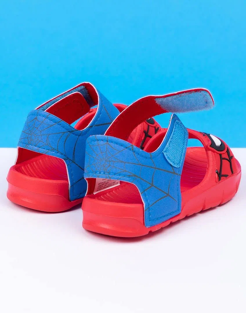 Marvel Spider-Man Sandali Bambini | Boys Girls Superhero Face Mask Sliders con cinturino di supporto | Rosso Blu Scarpe Estate Calzature
