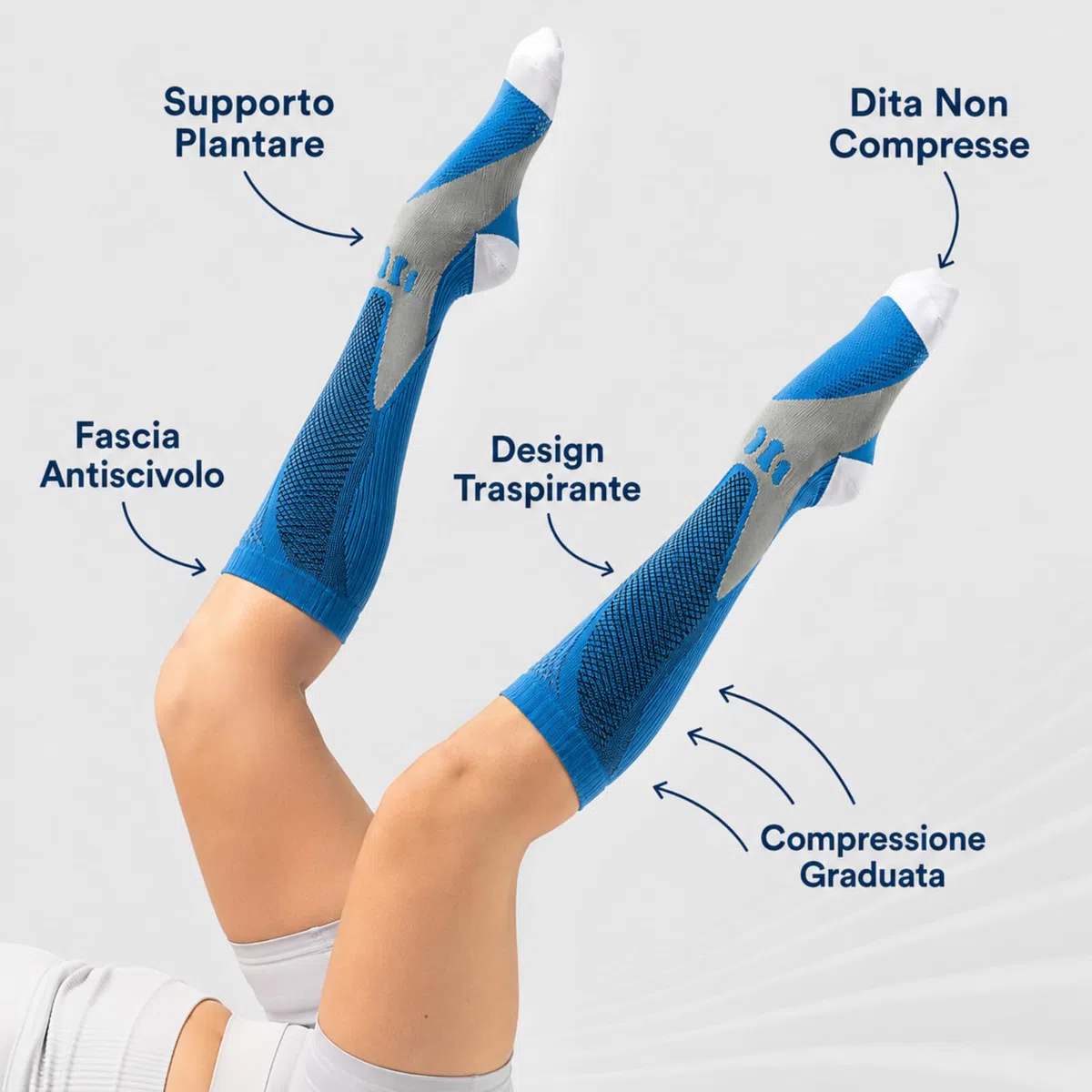 Calze Compressive Calze a Compressione 20 30 mmHg Calze Lipedema con Supporto Graduato per Sport Ciclismo e Viaggi