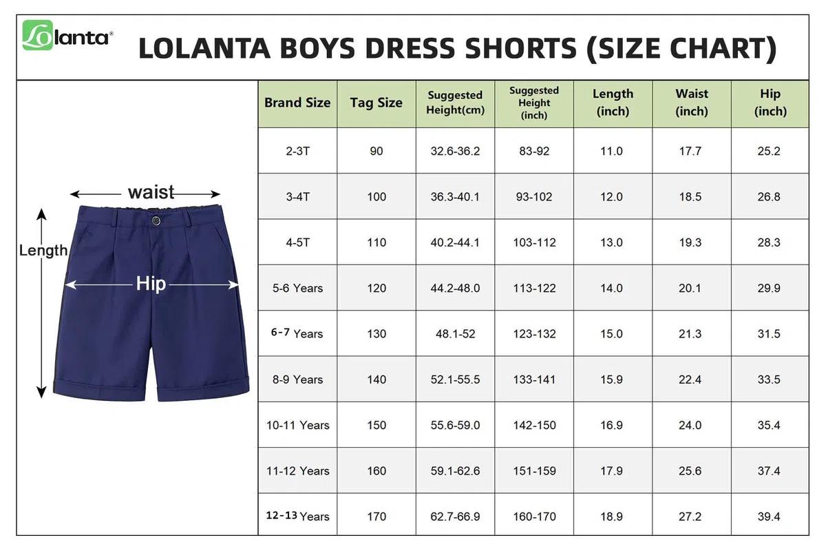 LOLANTA Shorts Scolastici Ragazzi, Shorts Eleganti per Bambini, Pantaloni Formali Estivi Bambini, Pantaloncini Uniforme con Vita Regolabile 2-13 Anni
