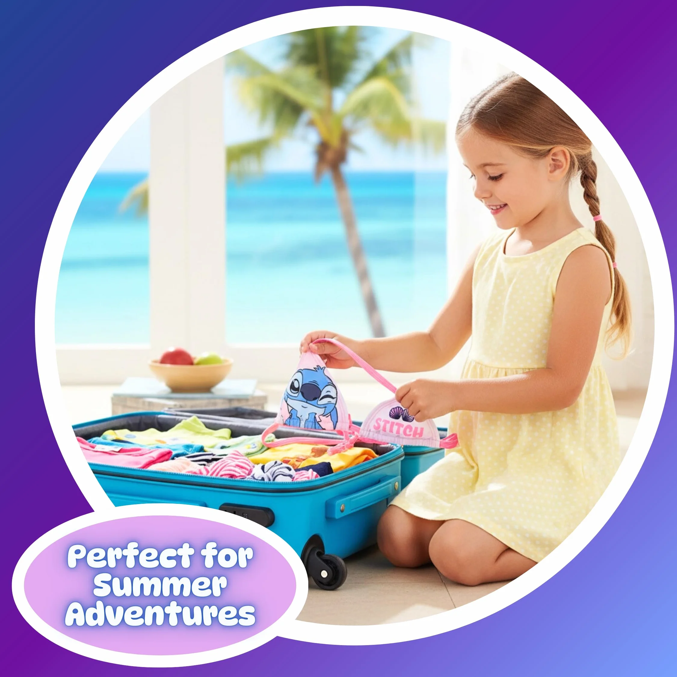 Disney Stitch Bikini per Ragazze, Costume da Bagno Due Pezzi per Bambine, Taglie 6 ai 12 Anni