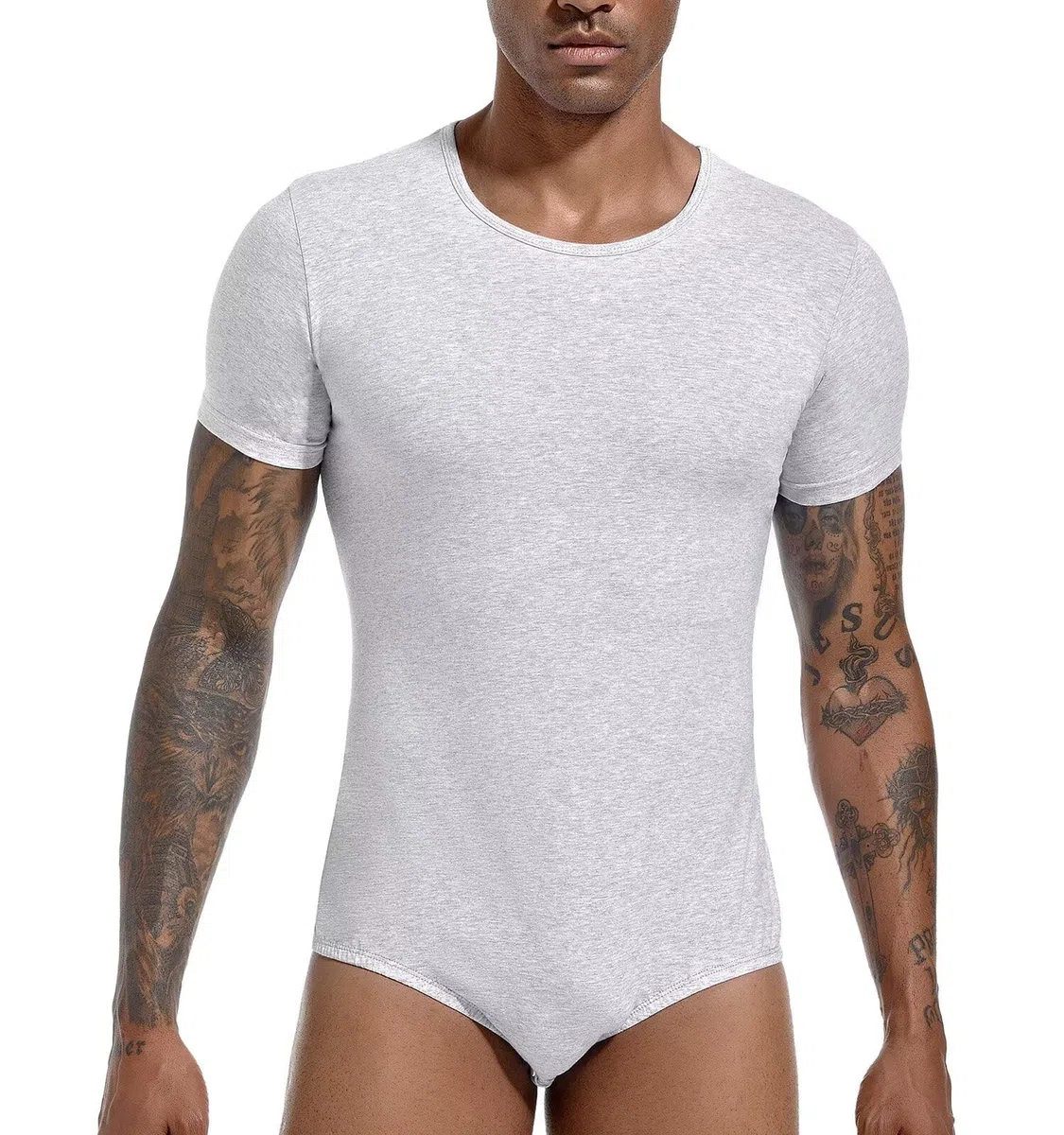 Landofgenie Body da Uomo Intero Intimo con Cotone a Maniche Corte