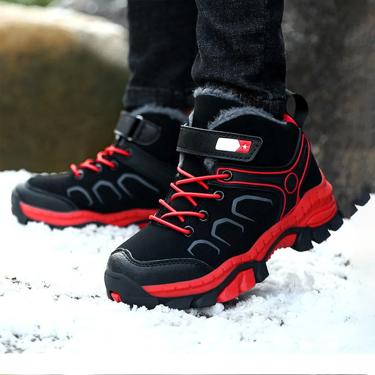 Scarpe da ginnastica per bambini, per escursionismo, corsa, camminata, impermeabili, antiscivolo, per autunno e inverno, scarpe sportive alte con lacci, scarpe sportive da esterno