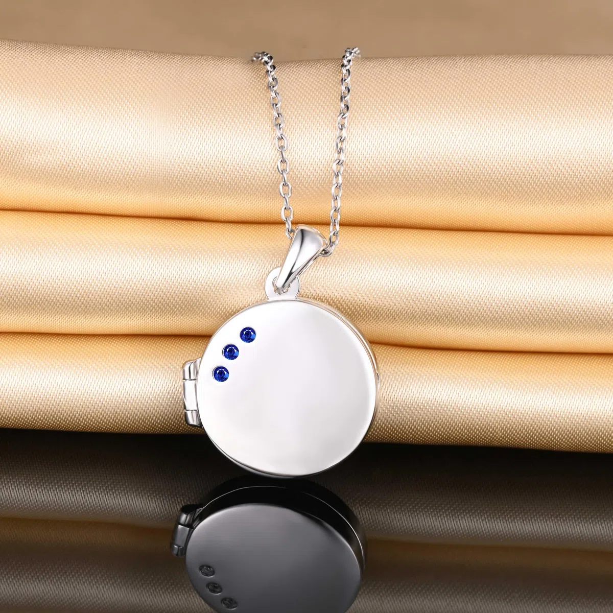 Collane ciondolo con foto in argento 925 da donna ragazze Collana Medaglioni con zirconi Ciondoli rotondi apribili creativa gioielli di moda