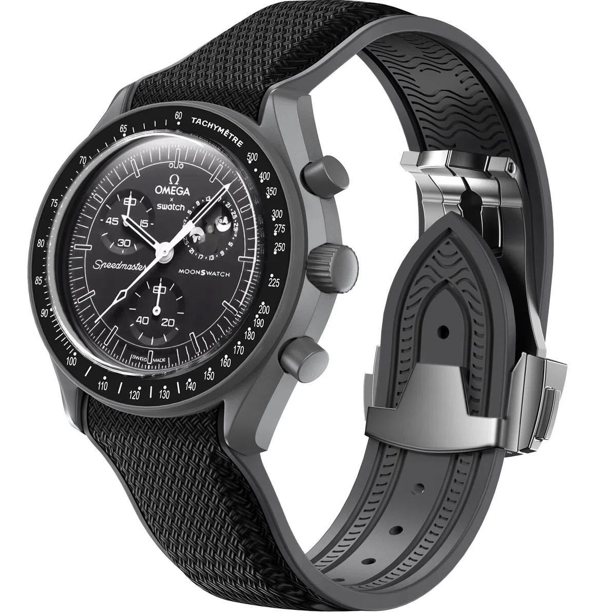 Cinturino per orologio Omega x Swatch MoonSwatch da 20 mm, cinturino pieghevole con fibbia compatibile con Omega X, Swatch Moonswatch Speedmaster, curvo senza spazi vuoti, cinturino di