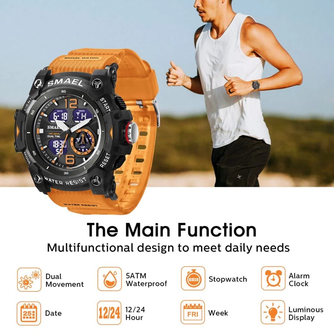 aswan watch Orologio Uomo,Orologio Digitale Uomo con Cronometro,Allarme,Luce LED，Calendario-Orologi Sportivo con Cinturino in Silicone