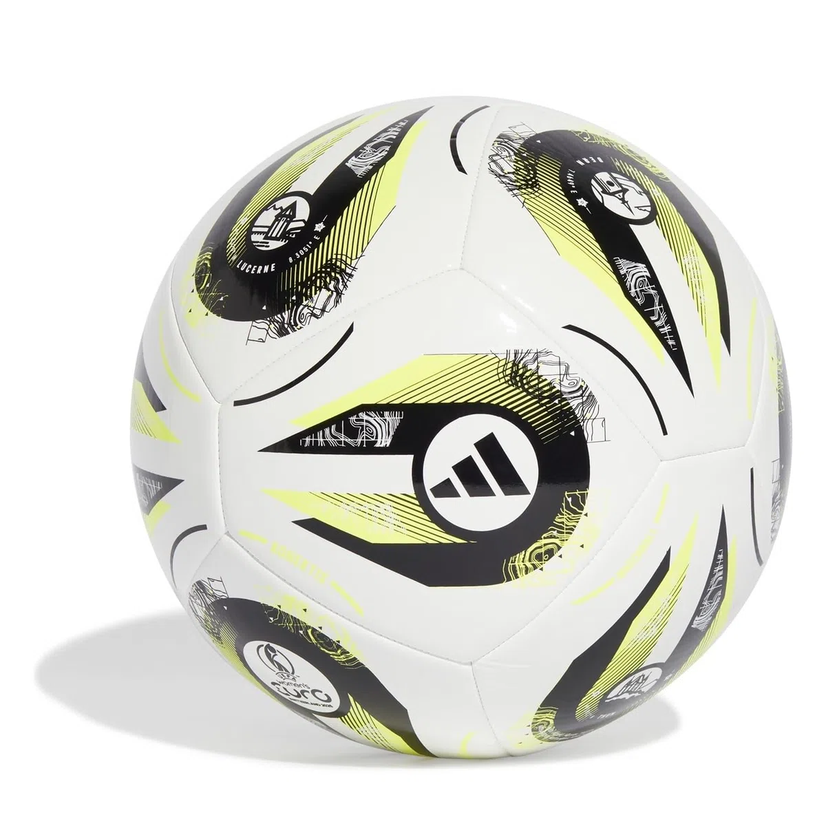 adidas Unisex - Adulto Womens EUROs 2025 Club Football, white/black/lucid lemon, 4