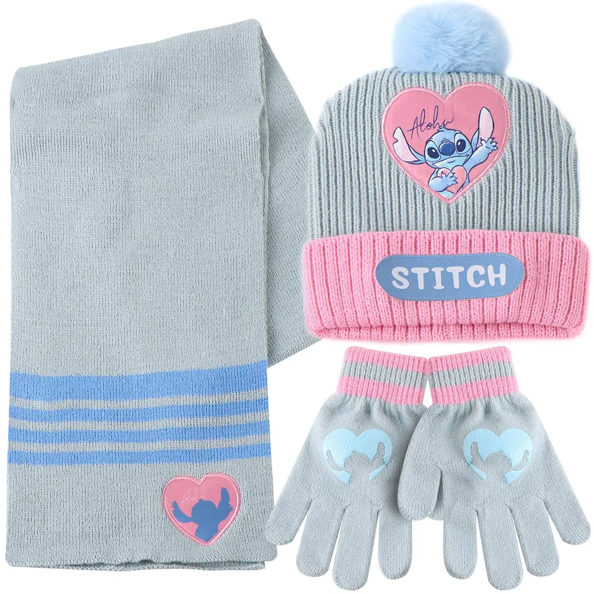 Set invernale Stitch per bambina – Cappello, sciarpa e guanti Disney – Accessori caldi e morbidi – Idea regalo per le fan di Stitch