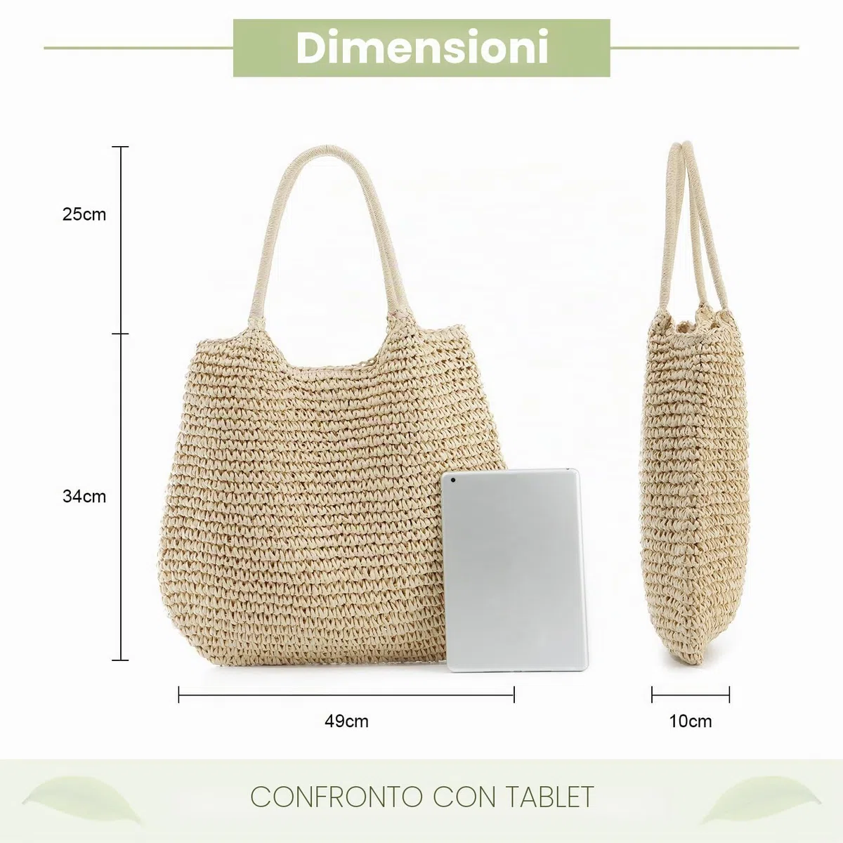 SUKUTU Grande borsa di paglia intrecciata da spiaggia Borsa estiva da donna Borsa a tracolla da donna