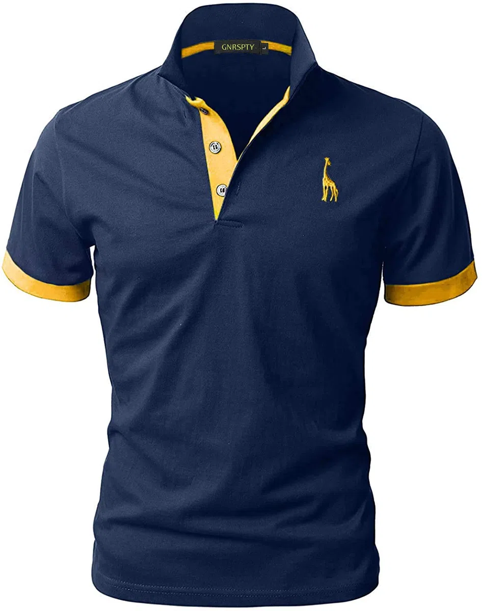 Polo da Uomo Manica Corta Ricami Fulvi Casual Chic Poloshirt Camicia T-Shirt Estate